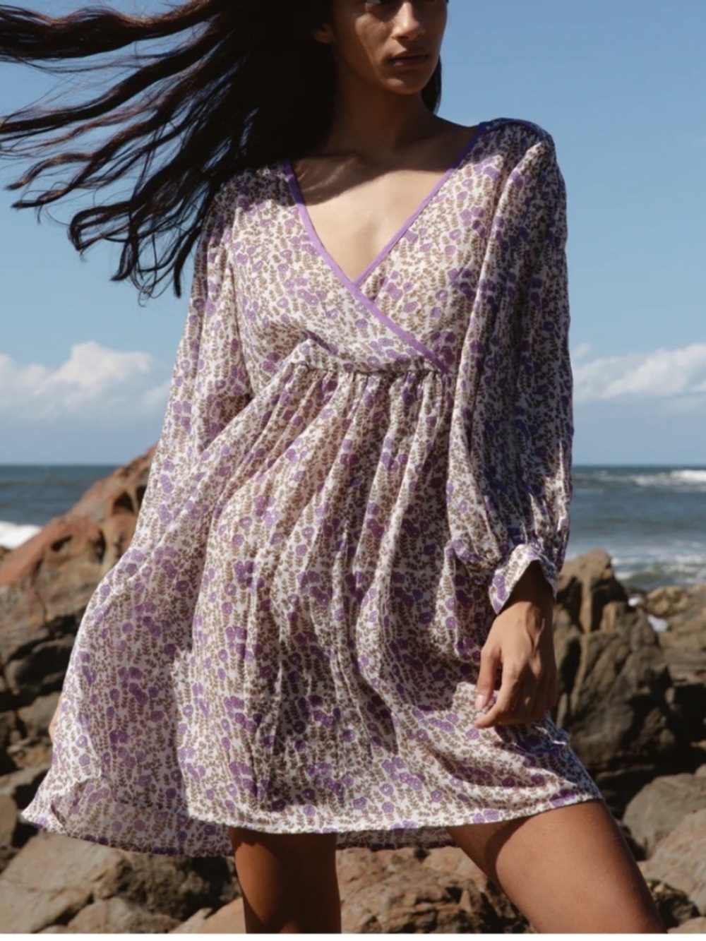Daughters of India Binita Mini Dress Violet Small